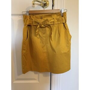 Banana Republic Yellow Skirt Belted Cotton Size 6 High Rise